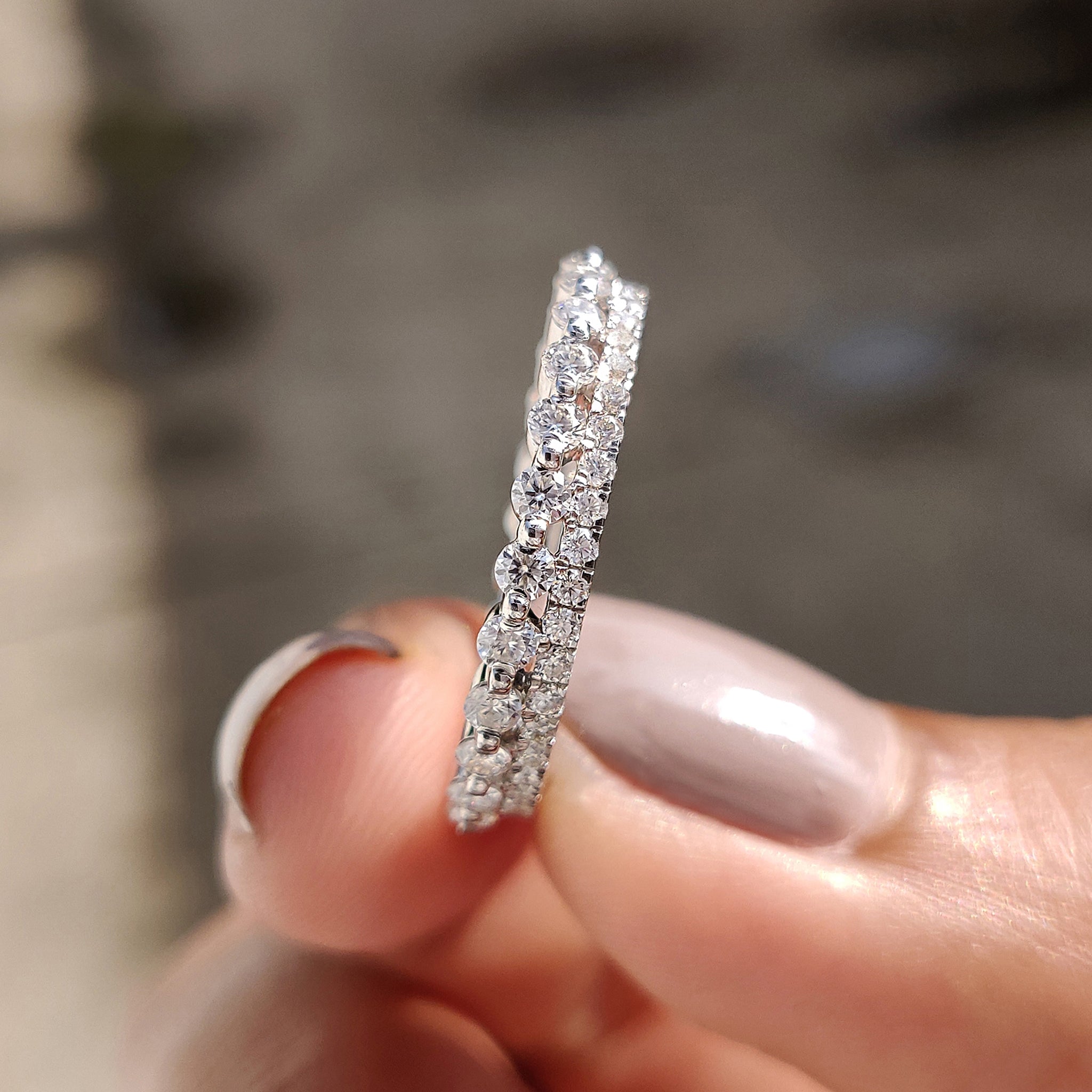 Yellow Gold Band - Round Double Row Pave