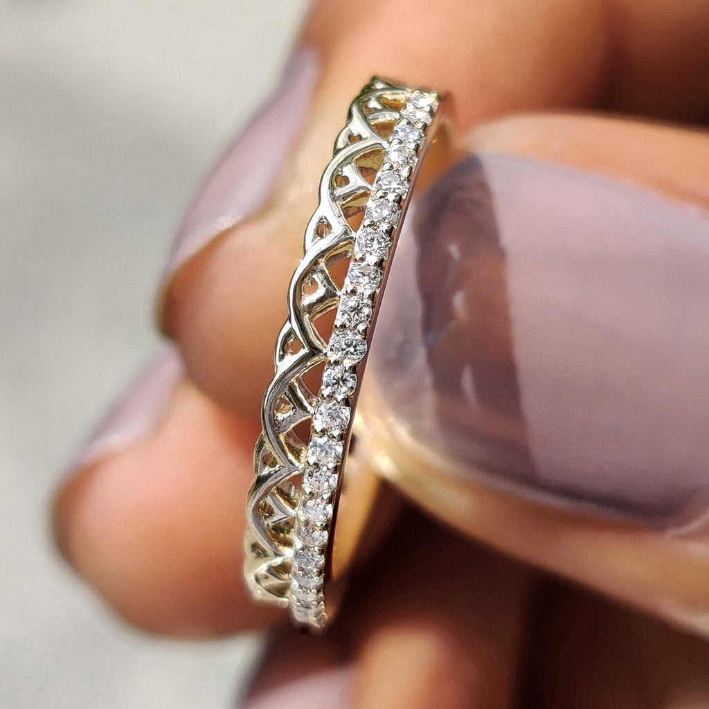 Round Cut Half Eternity Celtic Knot Band