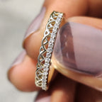 Round Cut Half Eternity Celtic Knot Band
