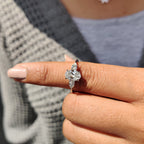 3 Stone Diamond Ring With Oval And Pear Cut