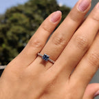 Royal Dark Blue Princess Cut Moissanite Ring