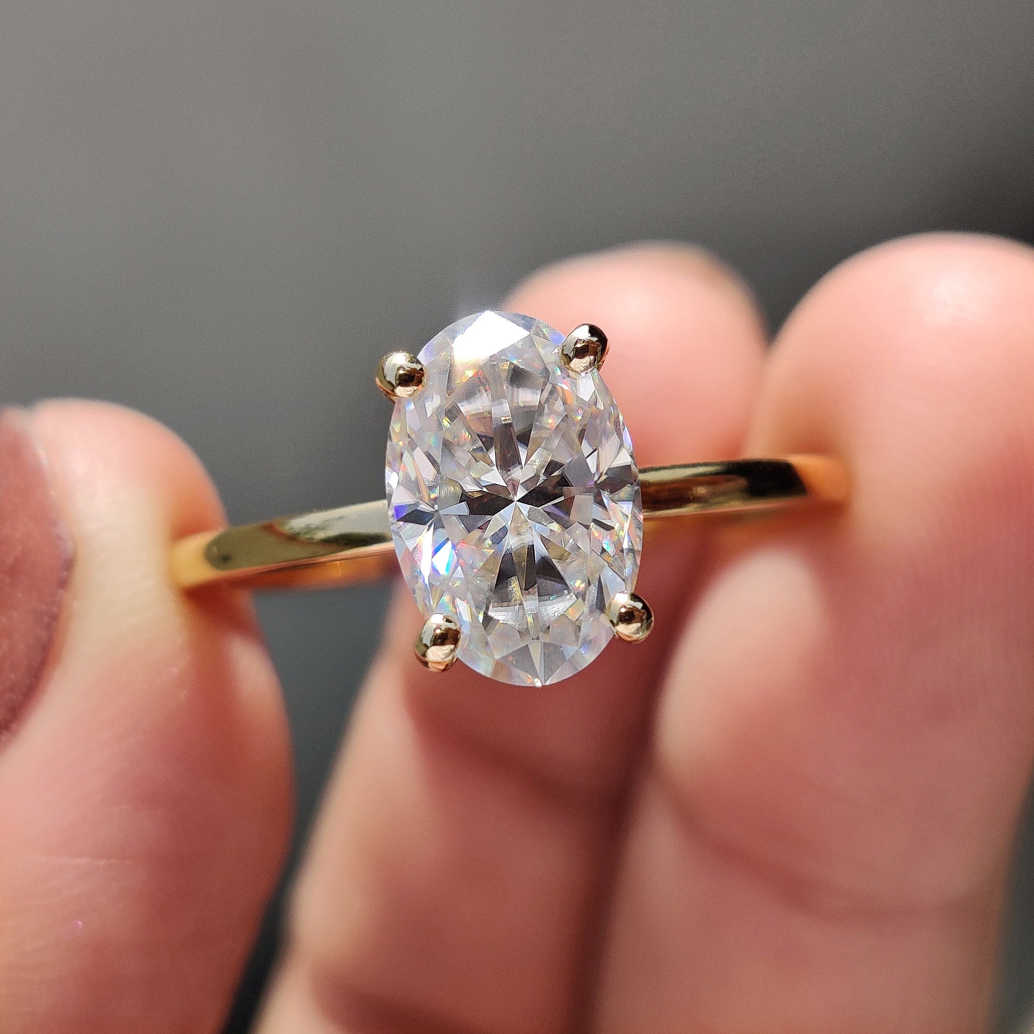 Oval Moissanite Engagement Ring With Hidden Halo Style Main image