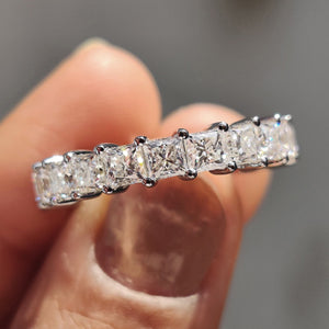 Moissanite Princess Cut Wedding Band With Prong Setting