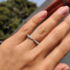Three Side Pave Open Wedding Band With Round Cut