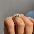 Princess Cut Moissanite Ring in classic pave setting