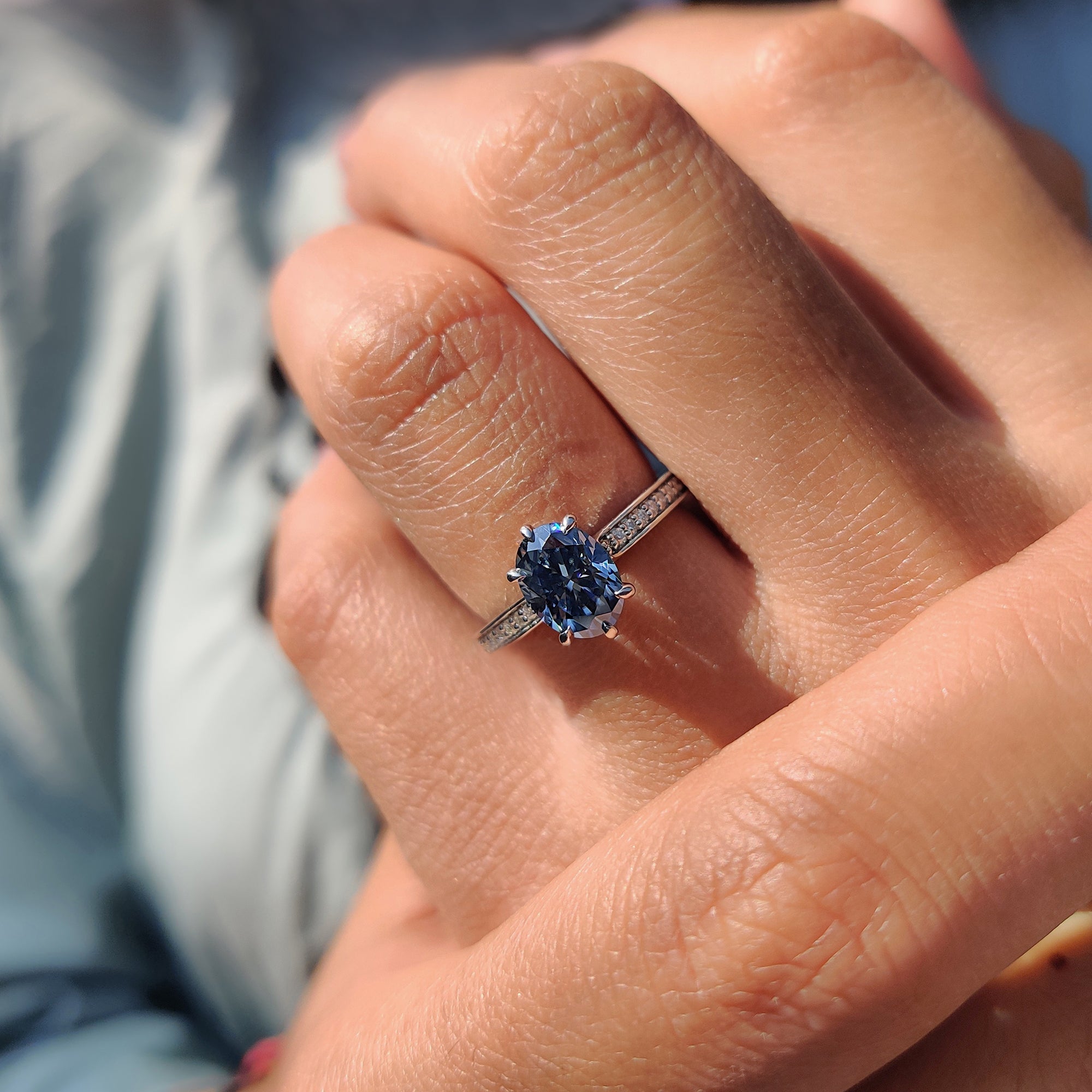 Channel Set Oval Cut Moissanite Ring