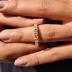 Light Yellow Cushion Cut Trellis Eternity Band