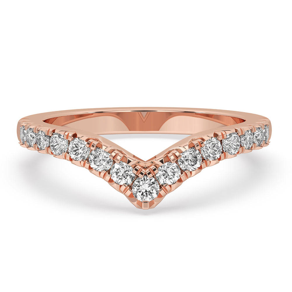 V Shaped Wedding Band - Half Eternity