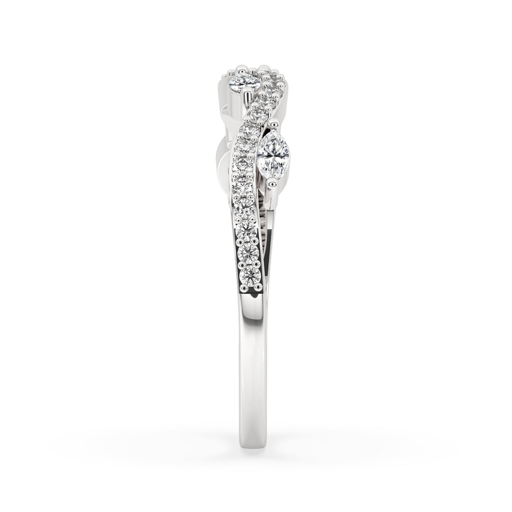 Twisted Wedding Band – Unique Round Diamond Setting