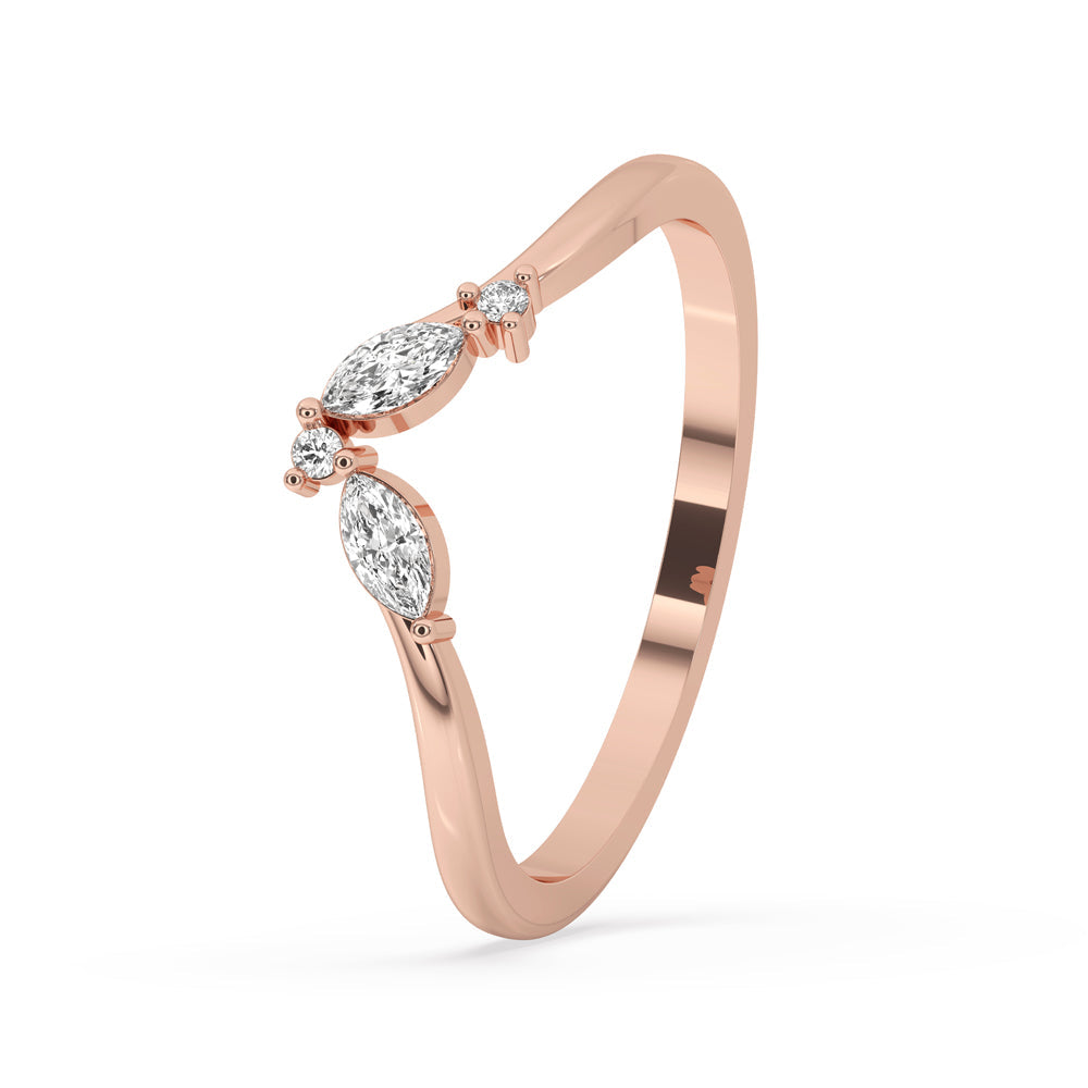 Marquise Diamond Wedding Band – V Shape Style