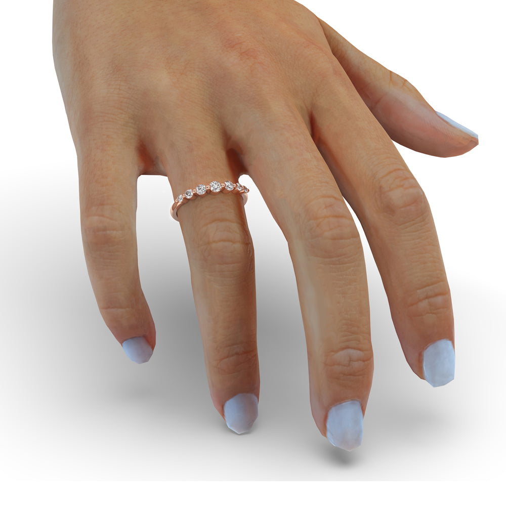 Rose Gold Wedding Band – Round Diamond