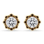 Flower Earrings With Round Cut