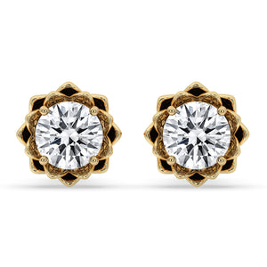 Flower Earrings With Round Cut
