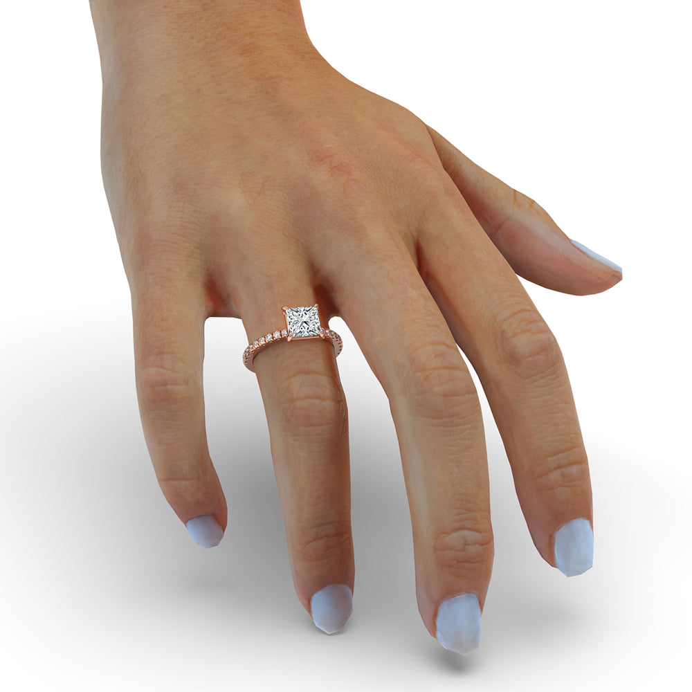 Two Carat Princess Cut Diamond Claw Prong Perfection