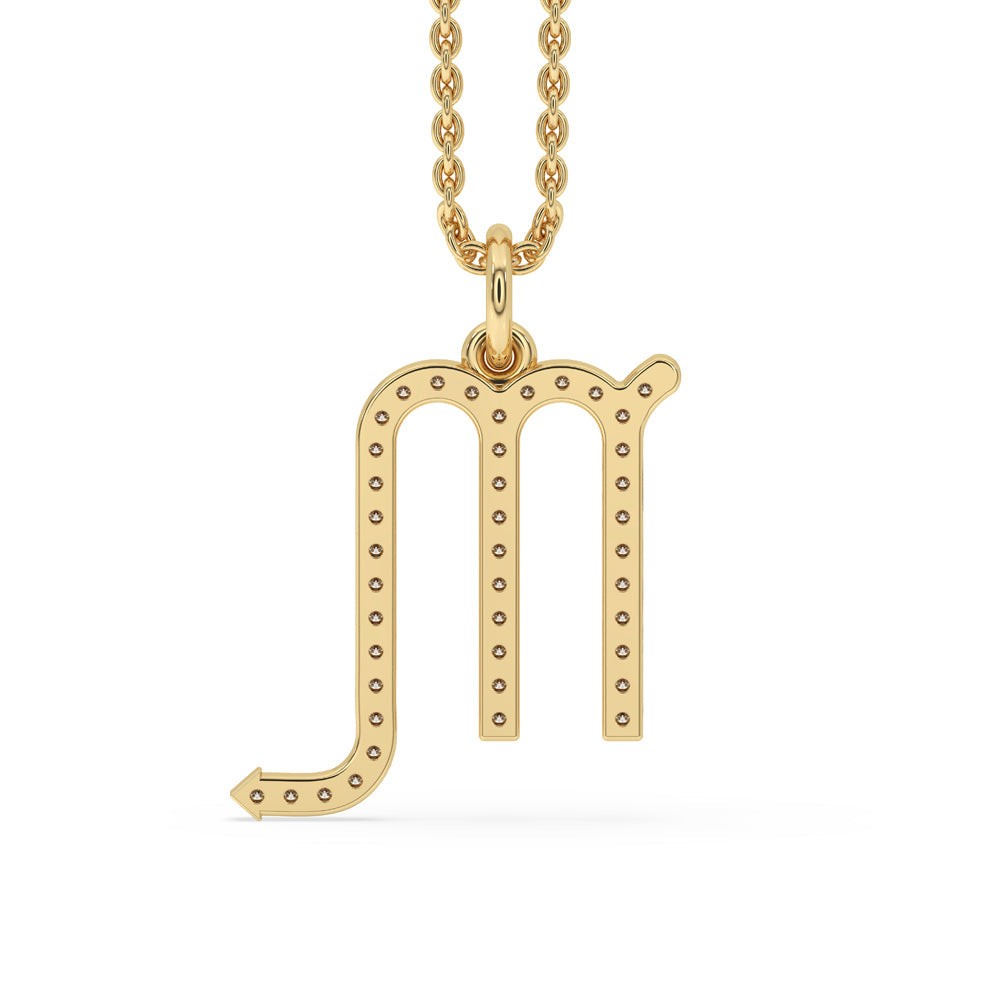 Gold M Pendant with Lab Grown Diamond Shine Secondary image