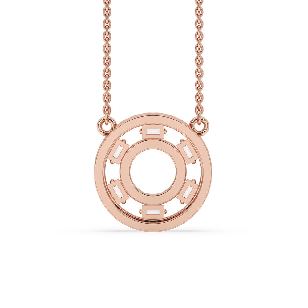 Baguette Cut Diamond Rose Gold Pendant - Classic Charm