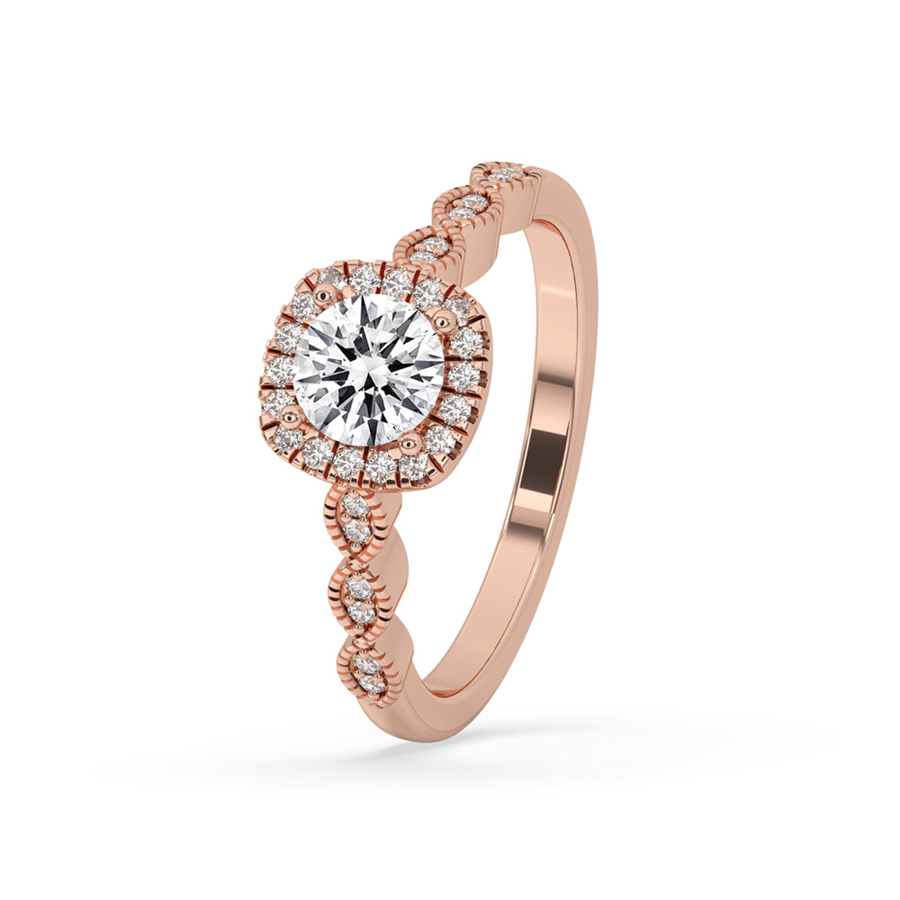 Round Halo Engagement Ring With Side Stones Secondary image