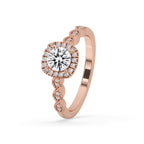 Round Halo Engagement Ring With Side Stones