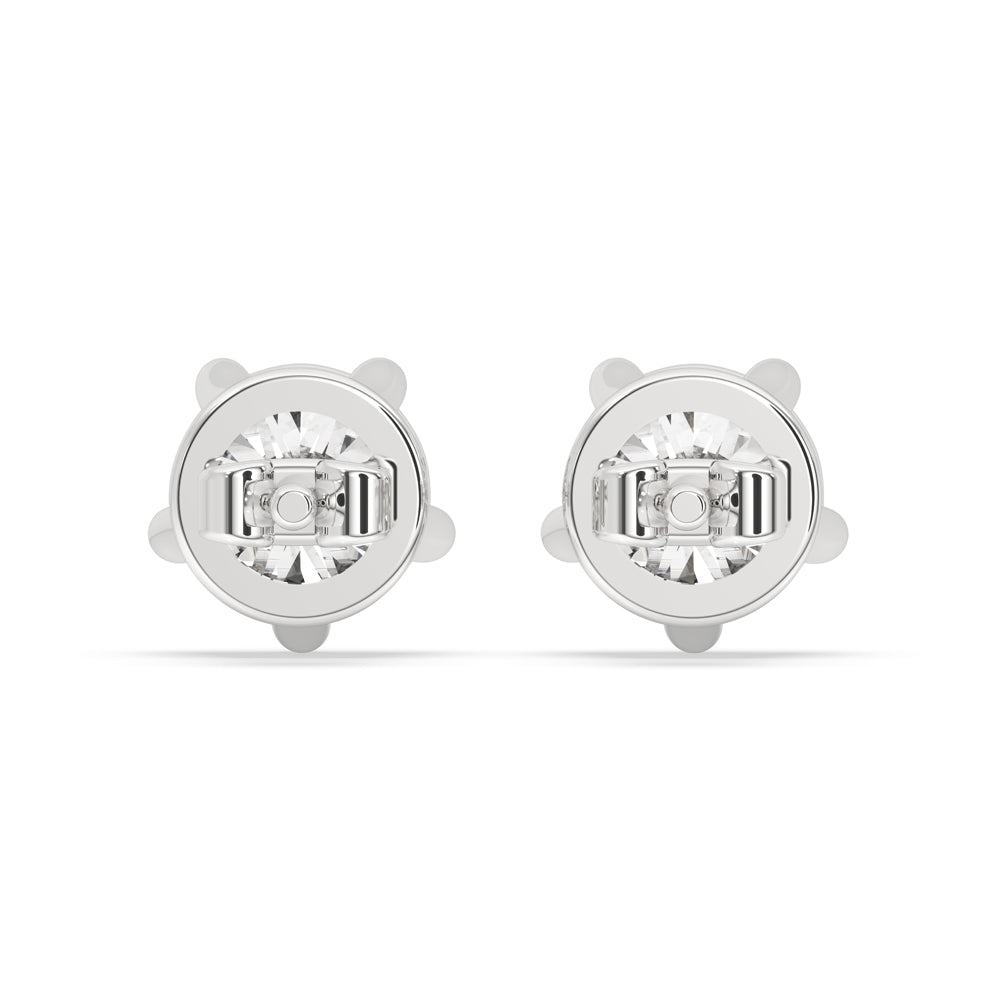 White Gold Stud Earrings - Round Cut