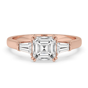 Diamond Baguette Ring with Three Stone Setting