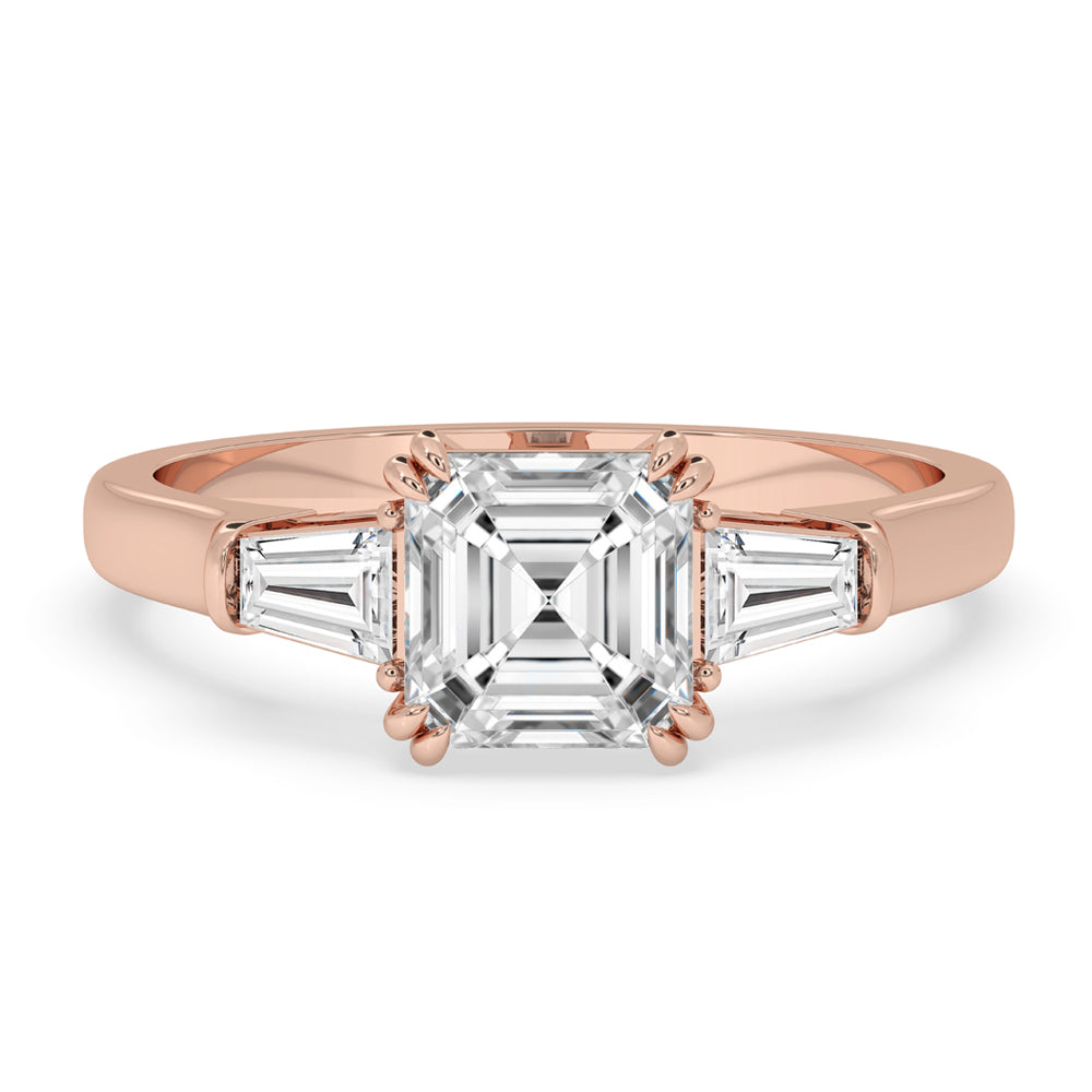 Diamond Baguette Ring with Three Stone Setting