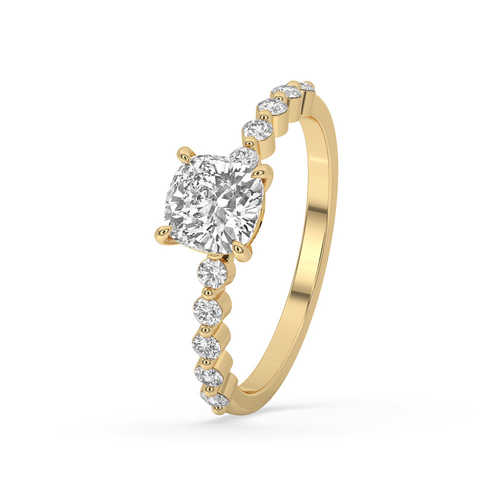 Cushion Diamond Engagement Ring with Pave Setting