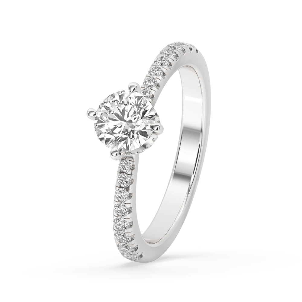 Round Cut Pave Diamond Ring