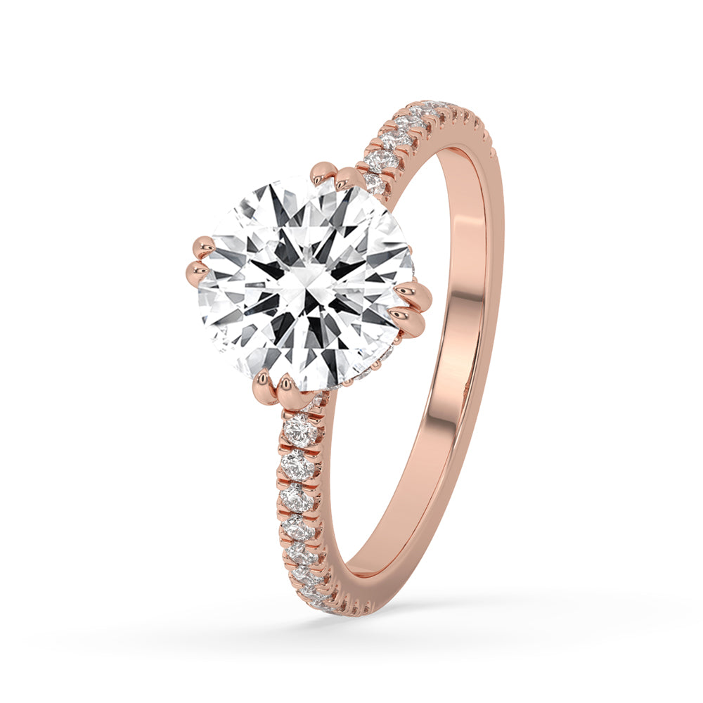 Hidden Halo Engagement Ring with Sparkling Round Diamond