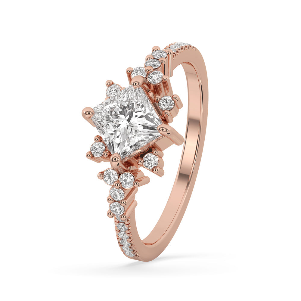 Two Carat Princess Cut Diamond Engagement Ring in Rose Gold