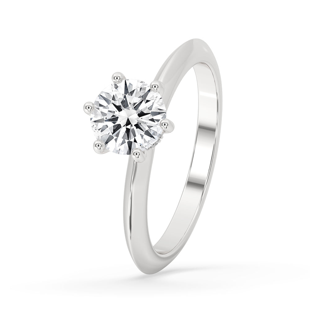 Six Prong Engagement Ring With Knife Edge Band Imagen secundaria del producto