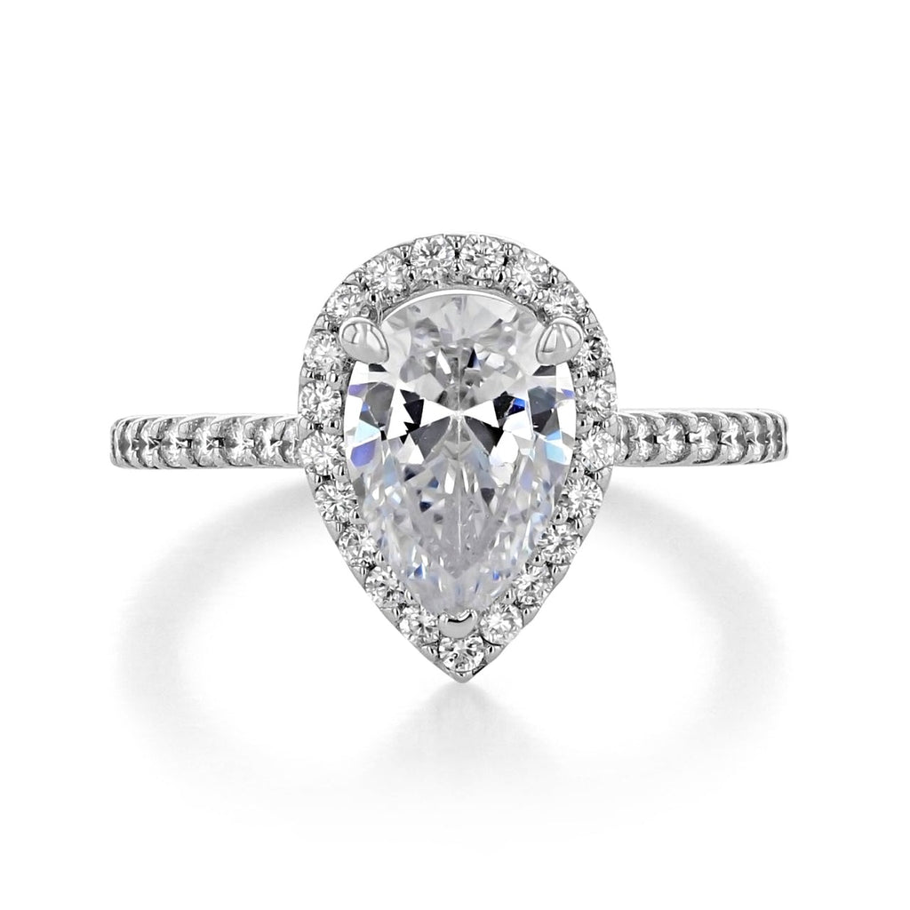 1.93ct Pear Cut Moissanite Halo Engagement Ring