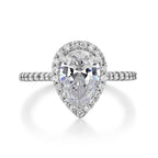 1.93ct Pear Cut Moissanite Halo Engagement Ring