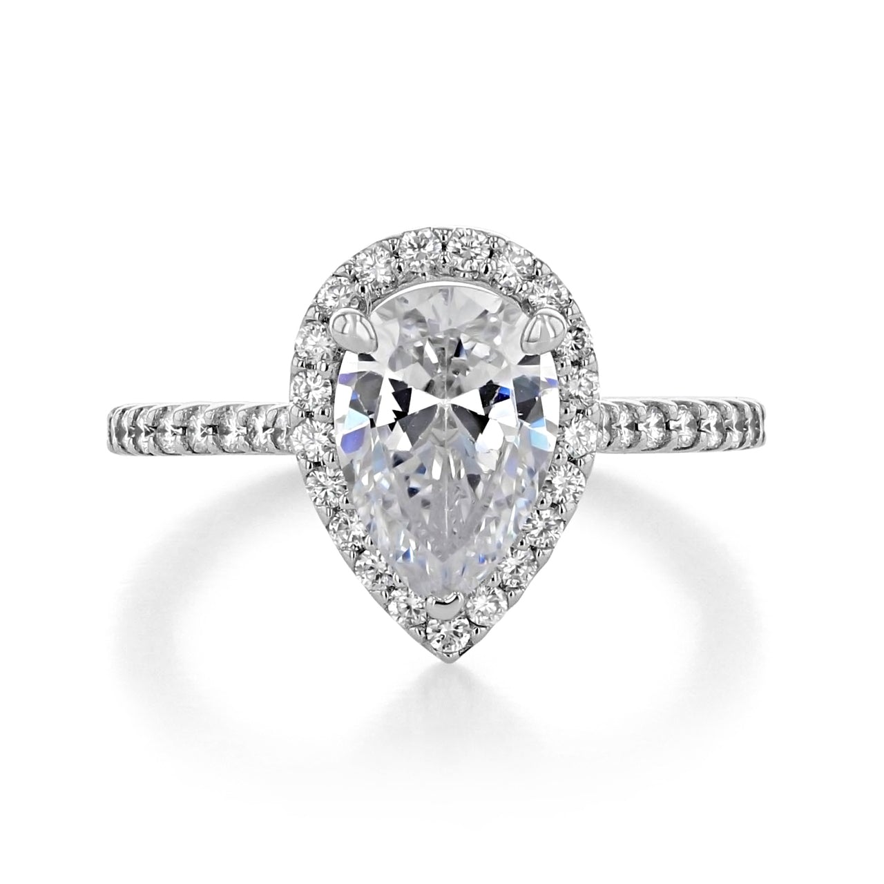 1.93ct Pear Cut Moissanite Halo Engagement Ring