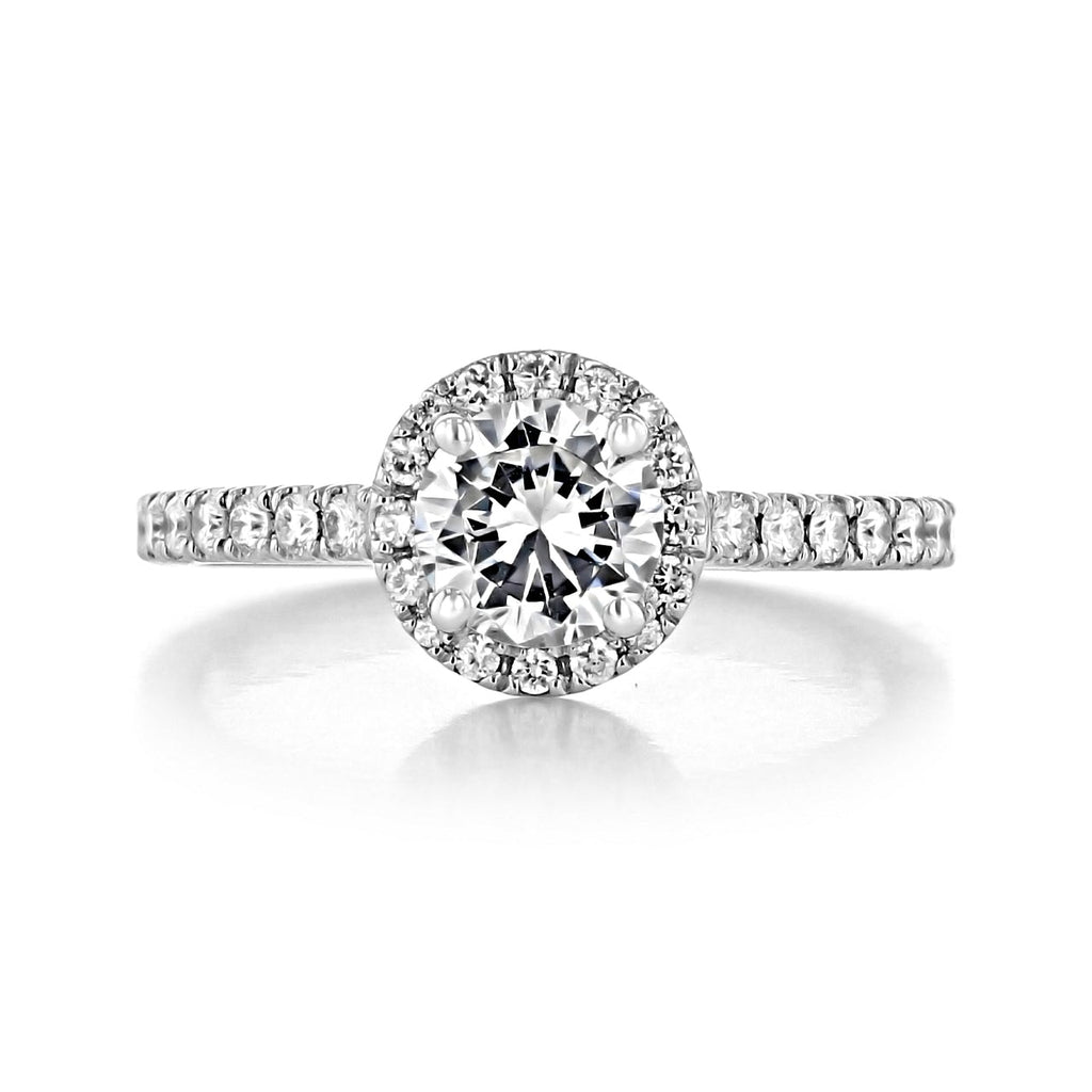 1.0ct Round Cut Halo Style Moissanite Engagement Ring