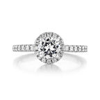 1.0ct Round Cut Halo Style Moissanite Engagement Ring