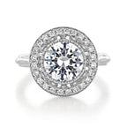 2.0ct Round Cut Moissanite Unique Halo Engagement Ring