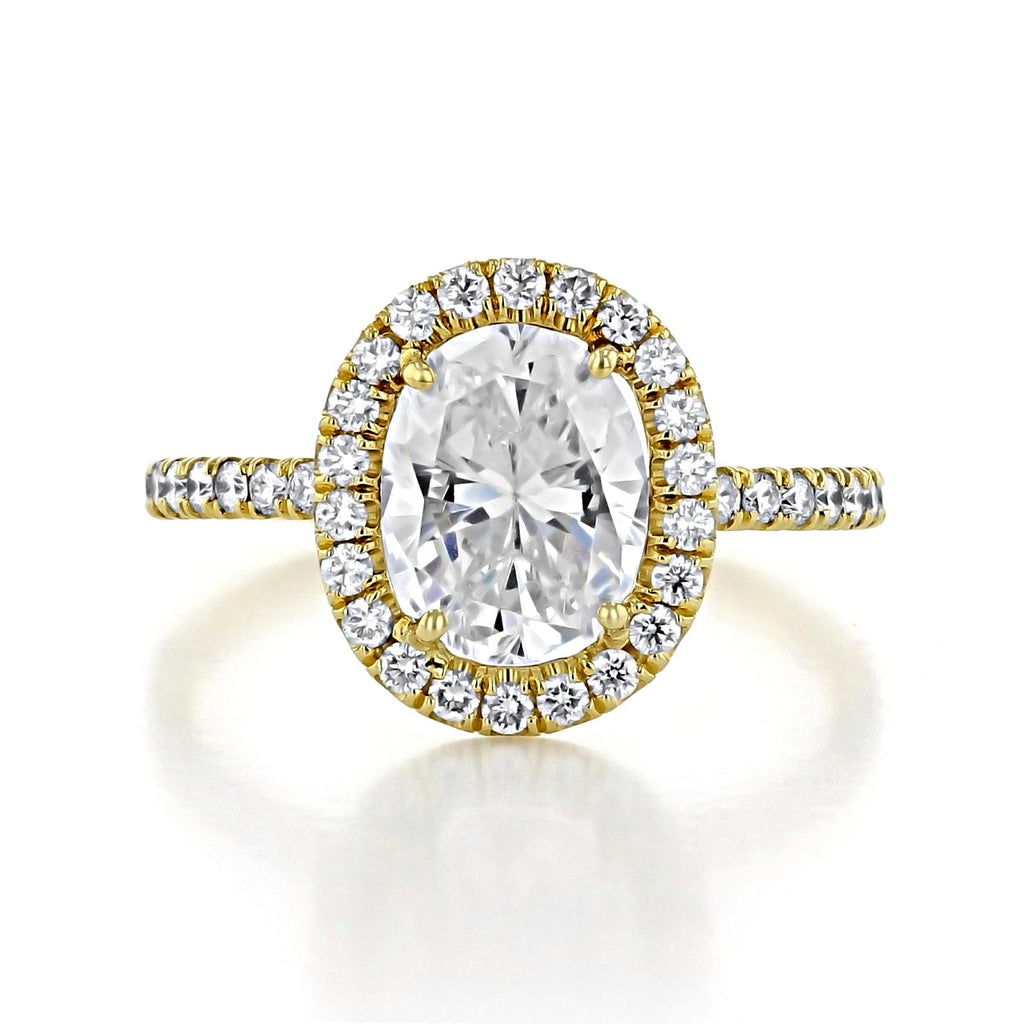 1.33ct Oval Cut Moissanite Halo Engagement Ring