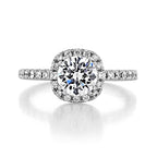 1.0ct Round Brilliant Cut Halo Style Moissanite Engagement Ring
