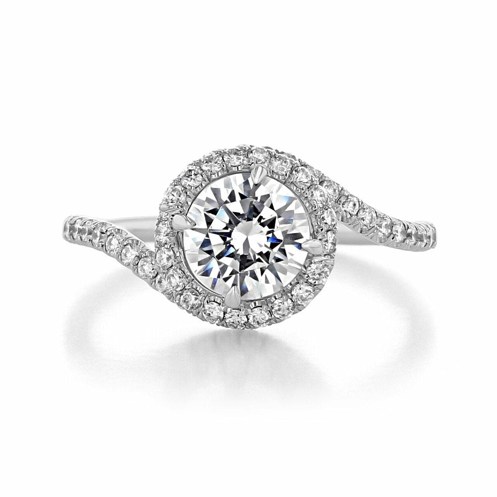 1.0CT Round halo Moissanite Engagement Ring