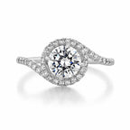 1.0CT Round halo Moissanite Engagement Ring