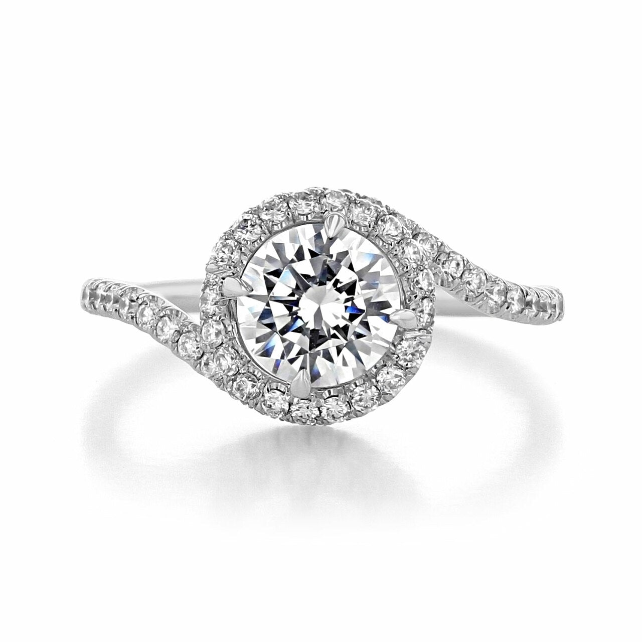 1.0CT Round halo Moissanite Engagement Ring