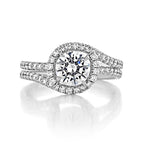 1.0CT Round Cut Bypass Style Moissanite Engagement Ring