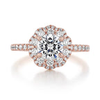 1.0ct Round Cut Floral Double Halo Style Moissanite Engagement Ring