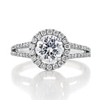 1.0ct Round Cut Halo Split Shank Style Moissanite Engagement Ring