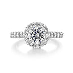 1.0ct Round Cut Halo Style Moissanite Engagement Ring