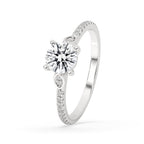 Cathedral Engagement Ring With Pave Band