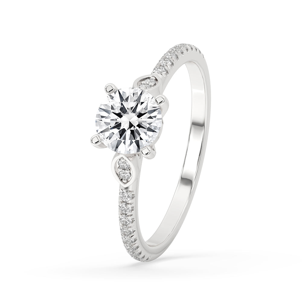 Cathedral Engagement Ring With Pave Band
