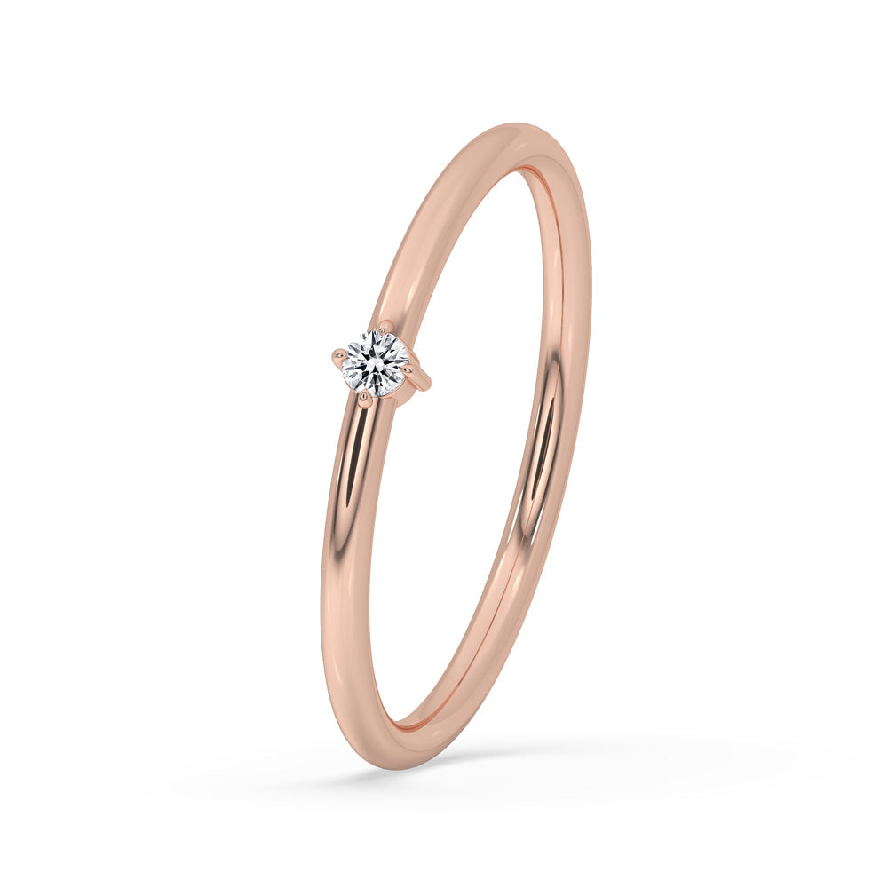Dainty Engagement Ring Lab Grown Diamond in Rose Gold