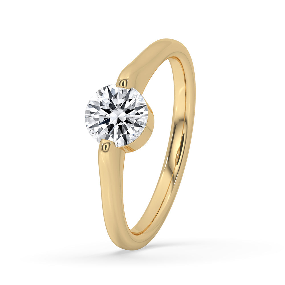 Single Diamond Engagement Ring Round Diamond in Gold Setting