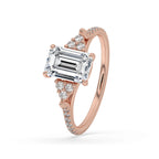 Emerald Cut Engagement Ring with Sparkling Micro Pave